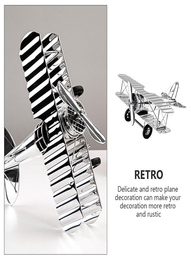 TOPPERFUN Retro Airplane Model, 8.37x7.27x3.9in Large Metal Airplane Ornaments, 3D Glider Biplane for Office Bedroom Home Desktop Decoration - Image 4